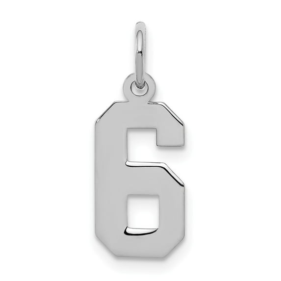 FB Jewels Sterling Silver Rhodium-plated Small Polished Number 6 Charm