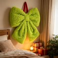 thumbnail image 4 of Amzcrzy Decoración navideña,Árbol de Navidad,Luces navideñas Lazo de tela verde brillante y caprichoso, grande y suave, para decoración navideña, de 35 cm (14 pulgadas), ideal para la entrada de la s, 4 of 6