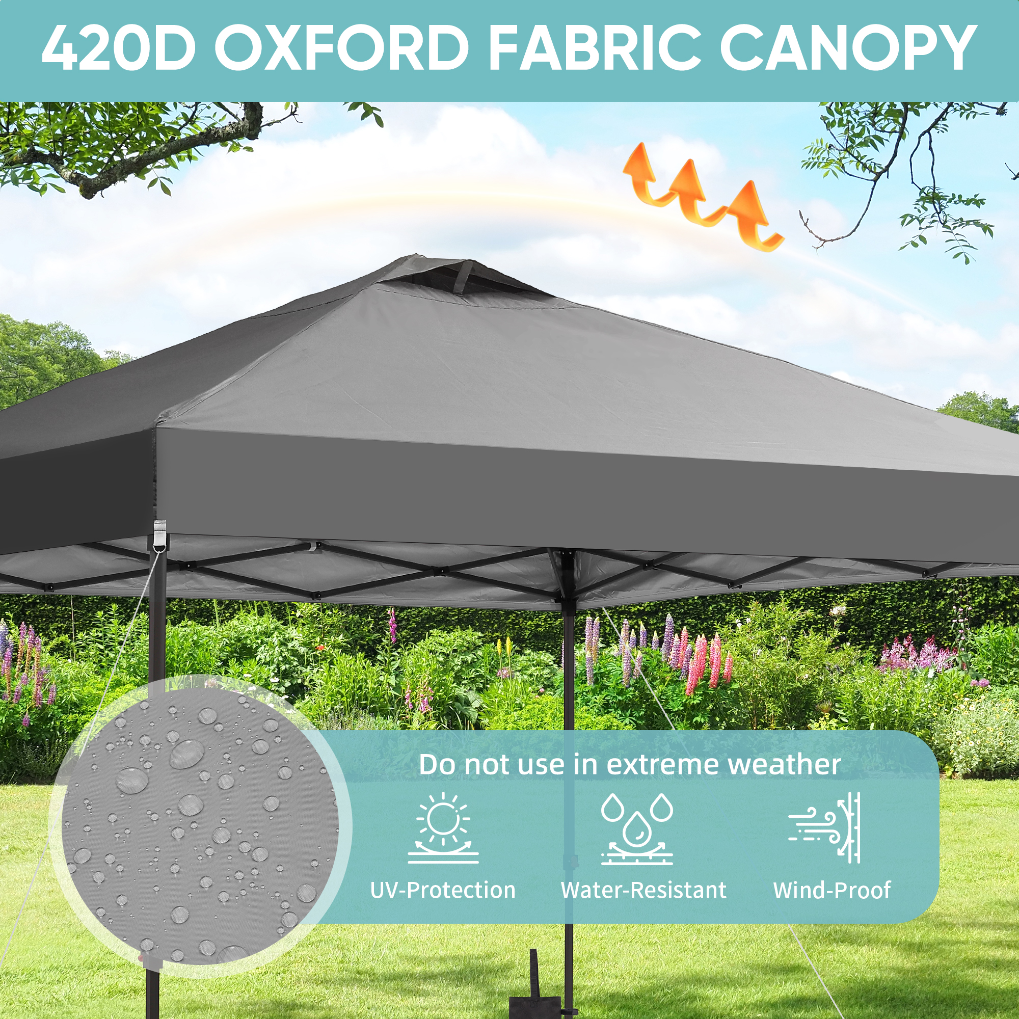 Outdoor Basic 10x10 Pop-Up Canopy with Sandbags, Gray photo 3