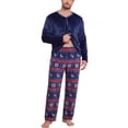 thumbnail image 2 of MINTREUS Mens Flannel Pajamas Set 2 Piece Long Sleeve Pjs Pijama Fleece Winter Henley Neck Lounge Sets Sleepwear with Pockets, 2 of 9