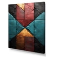 thumbnail image 2 of Designart "Elegance of Blue and Red Chevron Tiles II" Geometric Canvas Wall Art - Modern Blue Abstract Tile Entryway Wall Art Print, 2 of 6