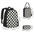 thumbnail image 2 of Disketp Black and White Checkerboard Large Capacity Backpack Lunch Bag Pencil Case Combination 3 Piece Set for Student, 2 of 7