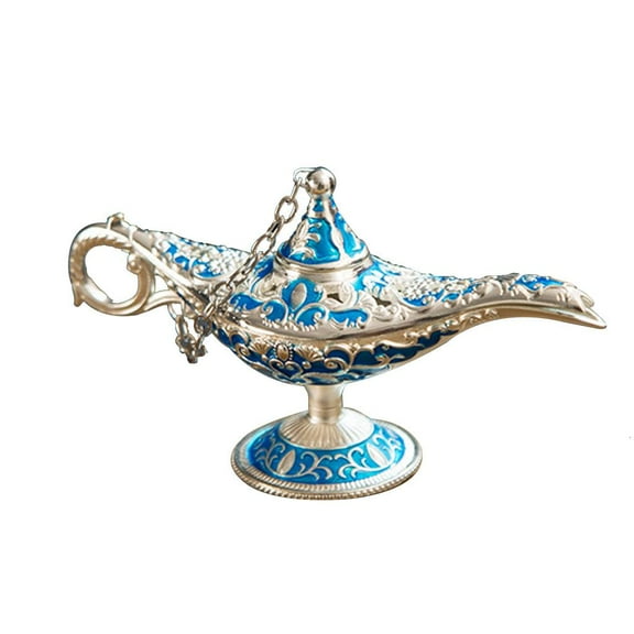 Ciwanning Metal Genie Lamp Light Wishing Teapot Retro Furnishing Articles Light Pot Decora