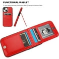 thumbnail image 4 of REQO Compatible with iPhone 15 Case Wallet with Credit Card Holder, Flip Premium Leather Magnetic Clasp Kickstand Heavy Duty Protective Cover for iPhone 15 6.1 Inch (Red), 4 of 7