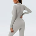 thumbnail image 6 of Jumpsuits for Women Casual Sports Turtle Neck Solid Color Bodycon Long Sleeve Half Zip Up Outwear,Silver,M, 6 of 6