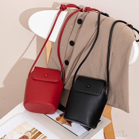 IELGY women's retro women's bucket bag, Korean version of single shoulder crossbody PU mobile phone bag