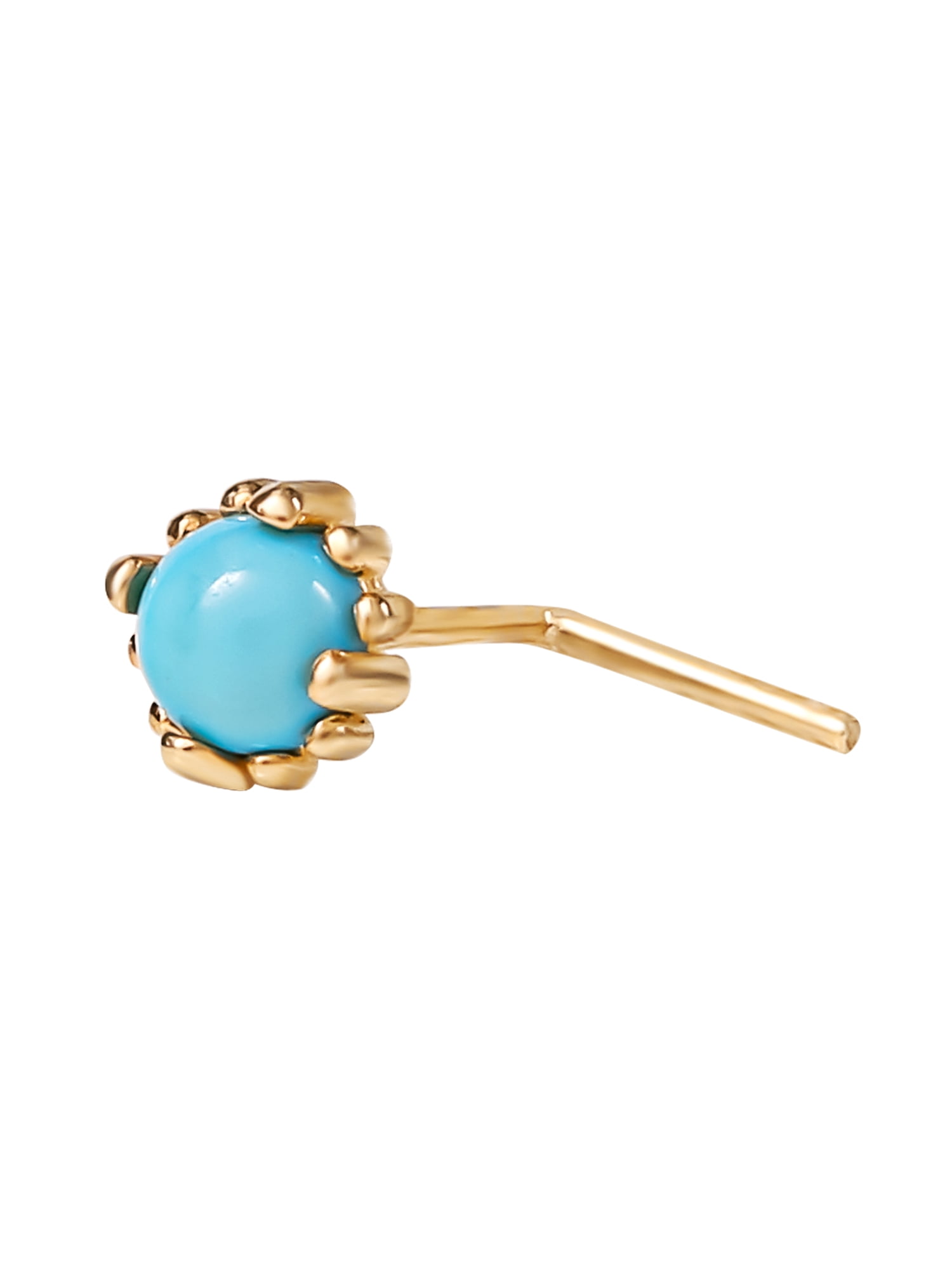Body Jewelry - Women's 14kt Gold 22G Faux Turquoise Nose Stud