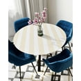 thumbnail image 5 of nqOlkjepod Cream Striped Round Tablecloth, Fitted Table Cover with Elastic for 45"-54" Round Tables, Modern Farmhouse Cream White Stripes Table Cloth Outdoor Dinning Party Waterproof Tablecloths, 5 of 6