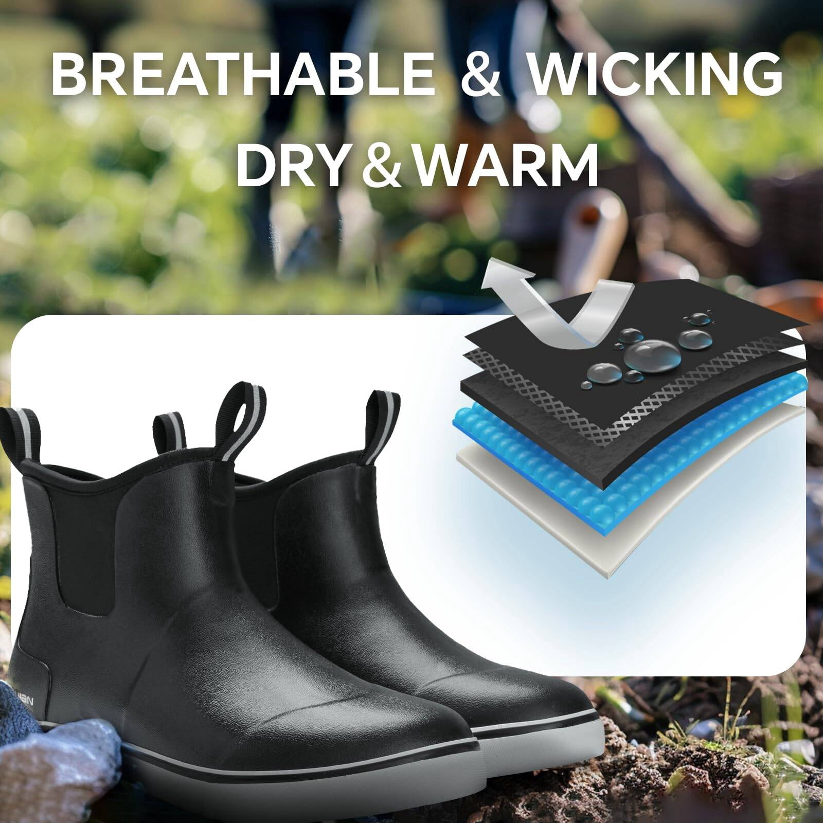 Men's Ankle Deck Boots Fishing Boots Rain Waterproof