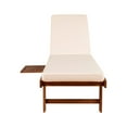 thumbnail image 6 of Seabrook 69 x 24 Inch Outdoor Acacia Wood Lounger with Cushion, 5-Position Back, Slide Table & Wheels, Light Brown, 6 of 9