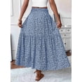 thumbnail image 4 of Women'S High Elastic Waist Midi Skirt Casual Summer Trendy Flowy Ruffle Floral Print A Line Skirts Blue Flower XL, 4 of 8