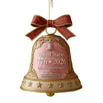 United States 250th Anniversary Bell Ornament, Honoring U.S. 250th Anniversary 1776-2026 Bell Ornament with Commemorative Detailing for Collectors and Patriotic(Red,1pc)