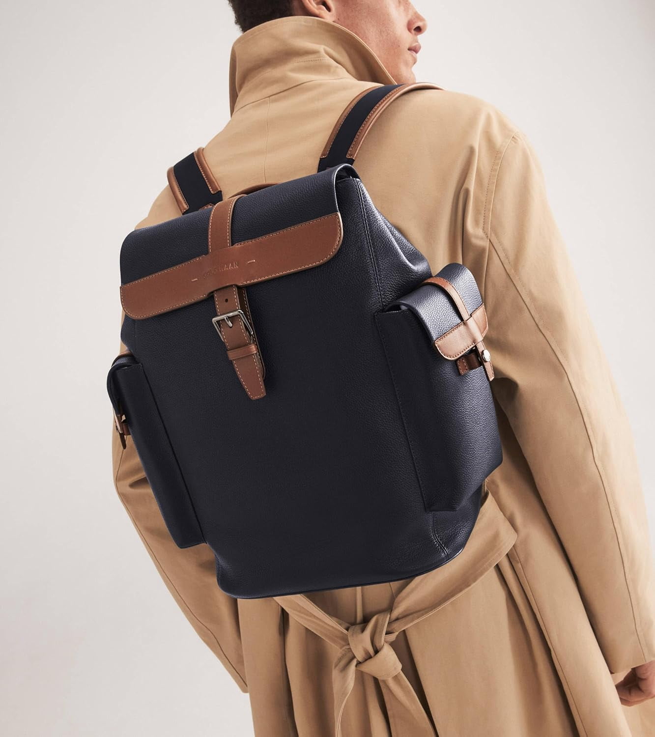 EUC Cole Haan Go To Backpack Triboro Nylon in Navy Blue Cole Haan Triboro Rucksack, Navy Blazer/New British Tan  main image 3