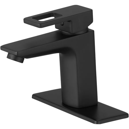 

CoSoTower Single Handle Single Hole Low-Arc Bathroom Faucet With Supply Line In Matte Black