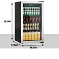 thumbnail image 3 of Compact Beverage Refrigerator, 108 Can/3.0 Cubic Feet Fridge with Glass Front Door for Soda, Beer or Wine, Under Counter Drink Dispenser, 3 of 7