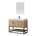 thumbnail image 2 of Vinnova Alistair 42" White Stone Top Oak Single Vanity Black Frame with Mirror, 2 of 17