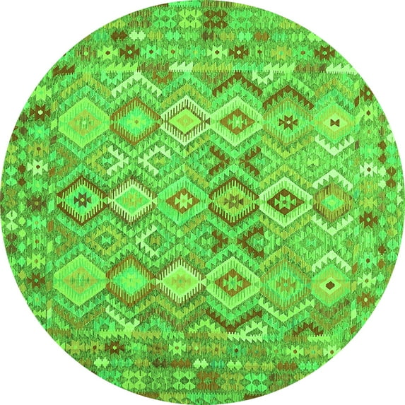 Ahgly Company Indoor Round Southwestern Green Country Area Rugs, 6' Round