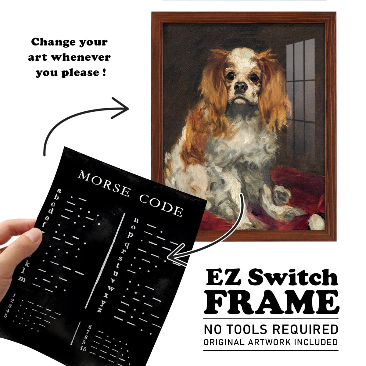 Morse Code Chart - Framed Print w/glass - Chestnut