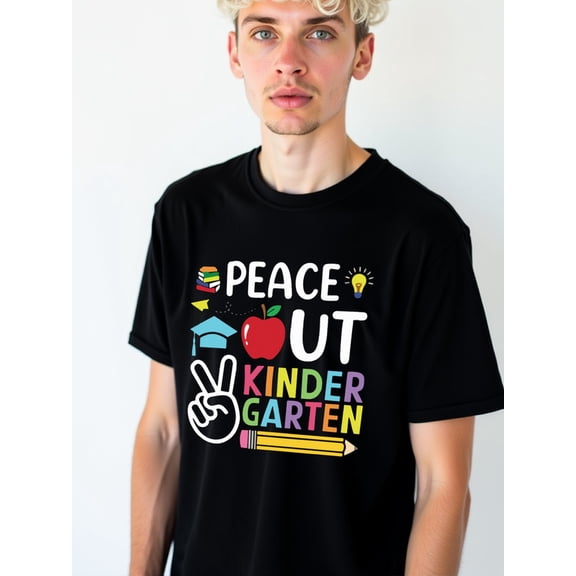 Peace Out Kindergarten T-Shirt Men's t-shirt black gifts summer Spring and summer outdoor wear Unique Design Unisex Shirt Short Sleeve tshirts