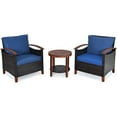 thumbnail image 4 of Patiojoy 3-Piece Patio Rattan Wicker Bistro Set Acacia Wood Frame Sofa and Side Table Blue, 4 of 4