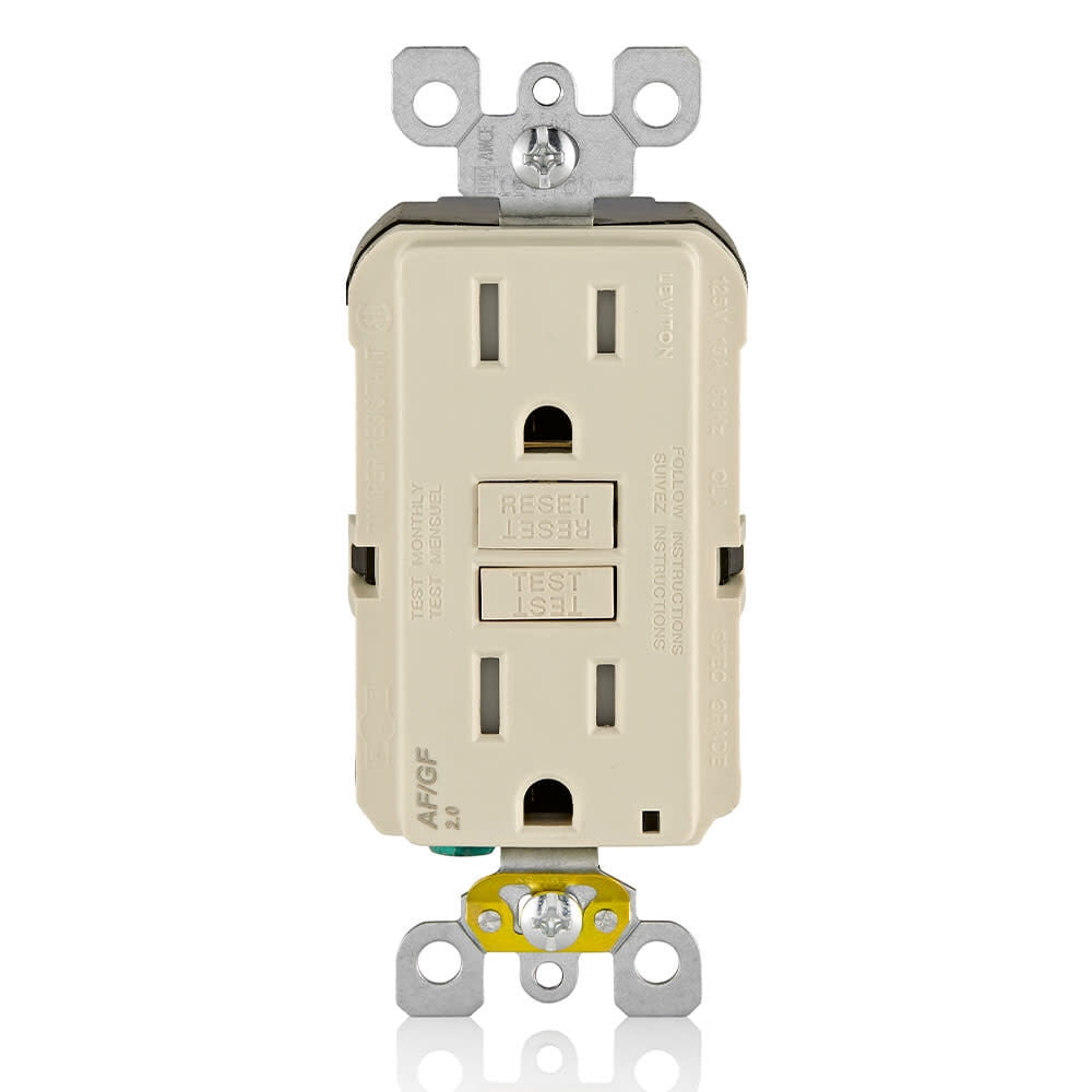Leviton 116-AGTR1-T 125V 15/20 AMP Light Almond SmartlockPro® Dual Function AFCI & GFCI Receptacle