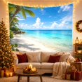 thumbnail image 3 of Sunny Tropical Beach and Mountain Tapestry, 3 of 7