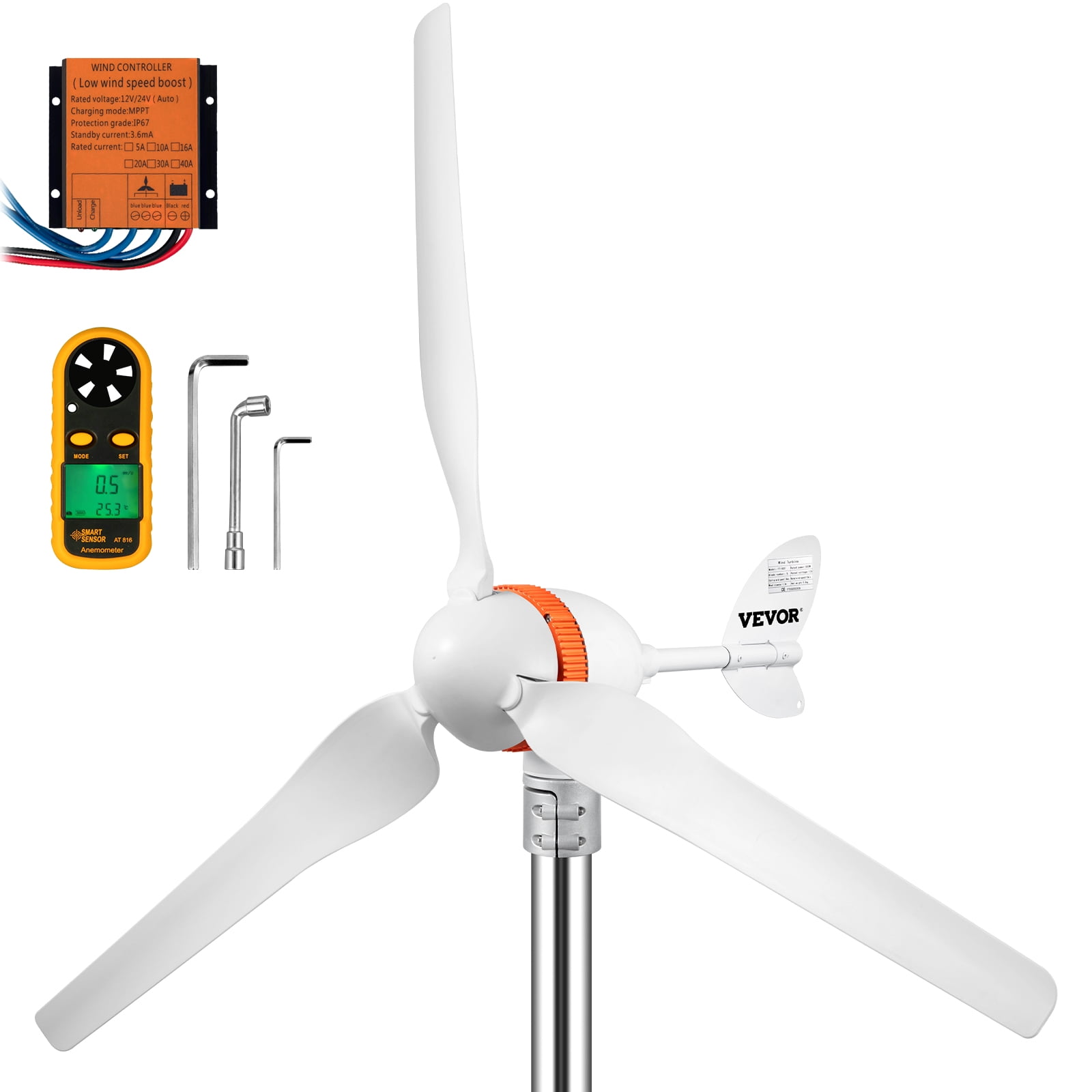 PIKASOLA Wind Turbine Charge Controller Mini Wind Turbine Generator Controller IP67 Waterproof 12V/24V Automatic Controller Suitable for 400Watt 500Watt 600Watt Wind Turbine System
