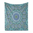 thumbnail image 1 of Orient Soft Flannel Fleece Throw Blanket, Eastern Pattern with Floral Ornamental Motifs, Cozy Plush for Indoor and Outdoor Use, 70" x 90", Sky Blue Green White, by Ambesonne, 1 of 5