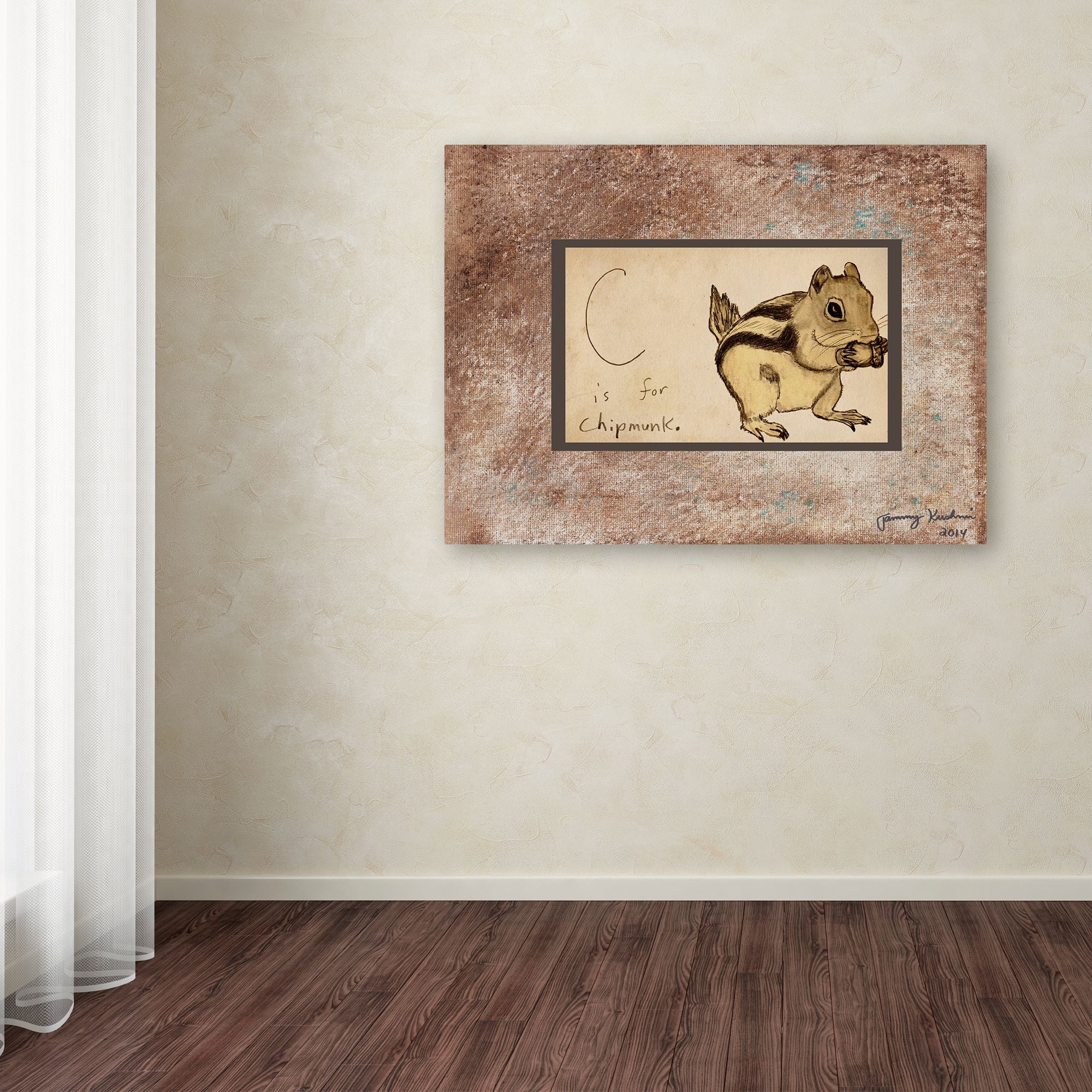 Trademark Fine Art 35 x 47 Canvas Art ' C is For Chipmunk ' by Tammy Kushnir