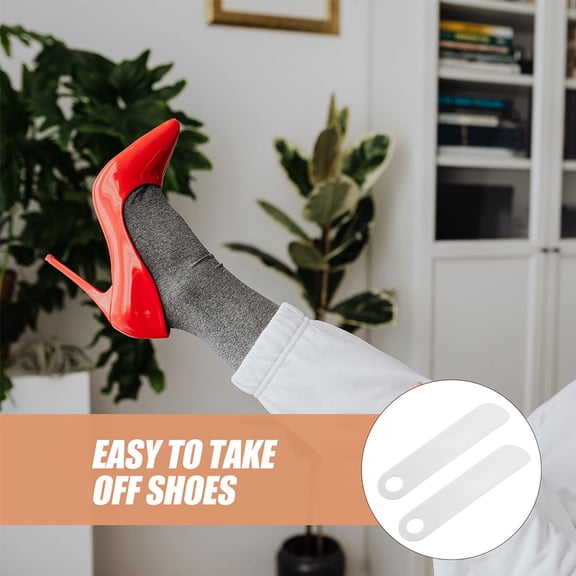 FRCOLOR  2 Pcs Plastics Shoe Horn Helpers to Put on Your Shoes Transparent