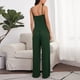 thumbnail image 2 of Ropa de hogar para mujer Tirantes finos Cuello en U Top y pantalones con botones Ropa de estar por casa sin mangas de dos piezas Verde S, 2 of 5