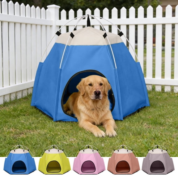 Hexagon Pet Tent Outdoor Camping Portable Folding Dog Cat House, Waterproof Tear-Resistant Travel Shelter, Mesh Ventilation, Lightweight Bed, 60x60x48cm