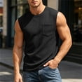 thumbnail image 2 of Pafei Tyugd Tank Shirts for Men with Pocket Casual Crewneck Muscle Tank Tops Big and Tall Sleeveless Basic T-shirt Black S, 2 of 10