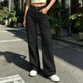 thumbnail image 2 of Women's Elastic Waist Straight Leg Pants with Pockets, Soft Casual Trousers for Work Daily Wear, Mid Waisted Long Straight Pants | UKHCCC,Black L, 2 of 7