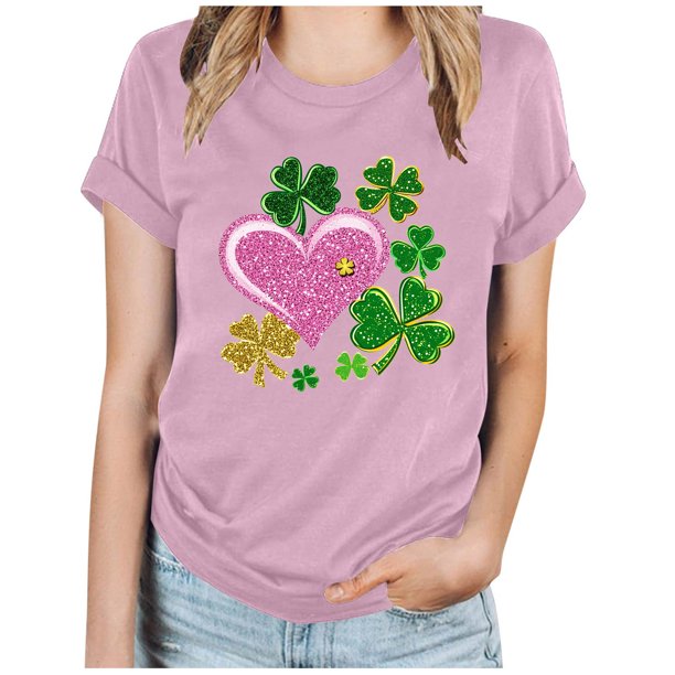 Camisetas de Manga Corta para las Mujeres de Moda Imprimir Cuello Redondo Camiseta, Mezcla de Poliéster Ligero para Primavera Verano Otoño