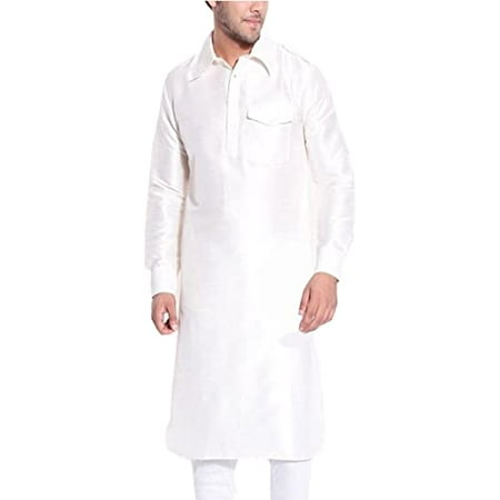 

Royal Occassional Silk Blended Pathani Kurta s for Men White