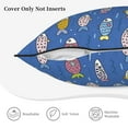 thumbnail image 5 of Velvet Decorative Throw Pillow Covers Set of 2, Soft Square Cushion Cover with Invisible Zipper Blue Sea Fish Printing, 16"x16", 5 of 7