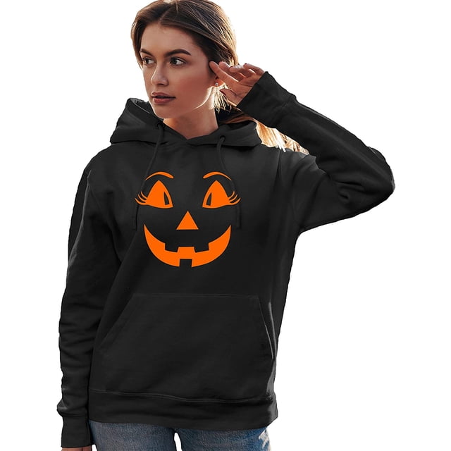 VISgogo Sudadera con Capucha con Estampado de Smiley para Mujer, Jersey de Manga Larga con Bolsillo Frontal VISgogo moda