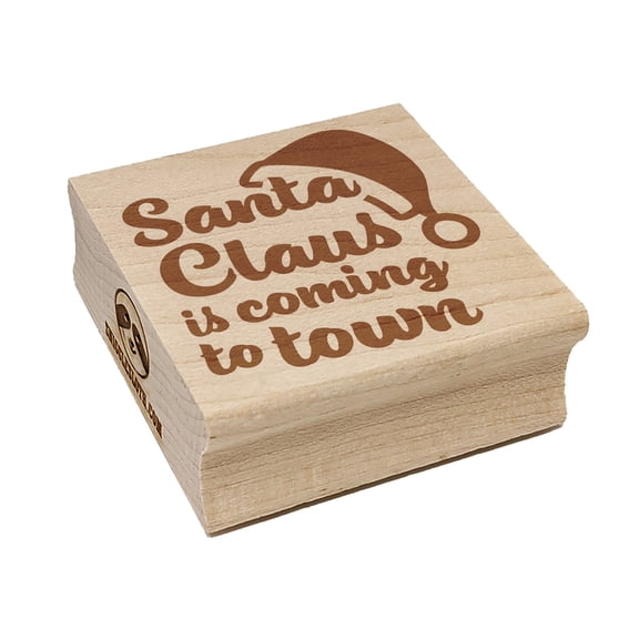 Santa Claus is Coming to Town Christmas Square Rubber Stamp Stamping Scrapbooking Crafting - Small 1.25in