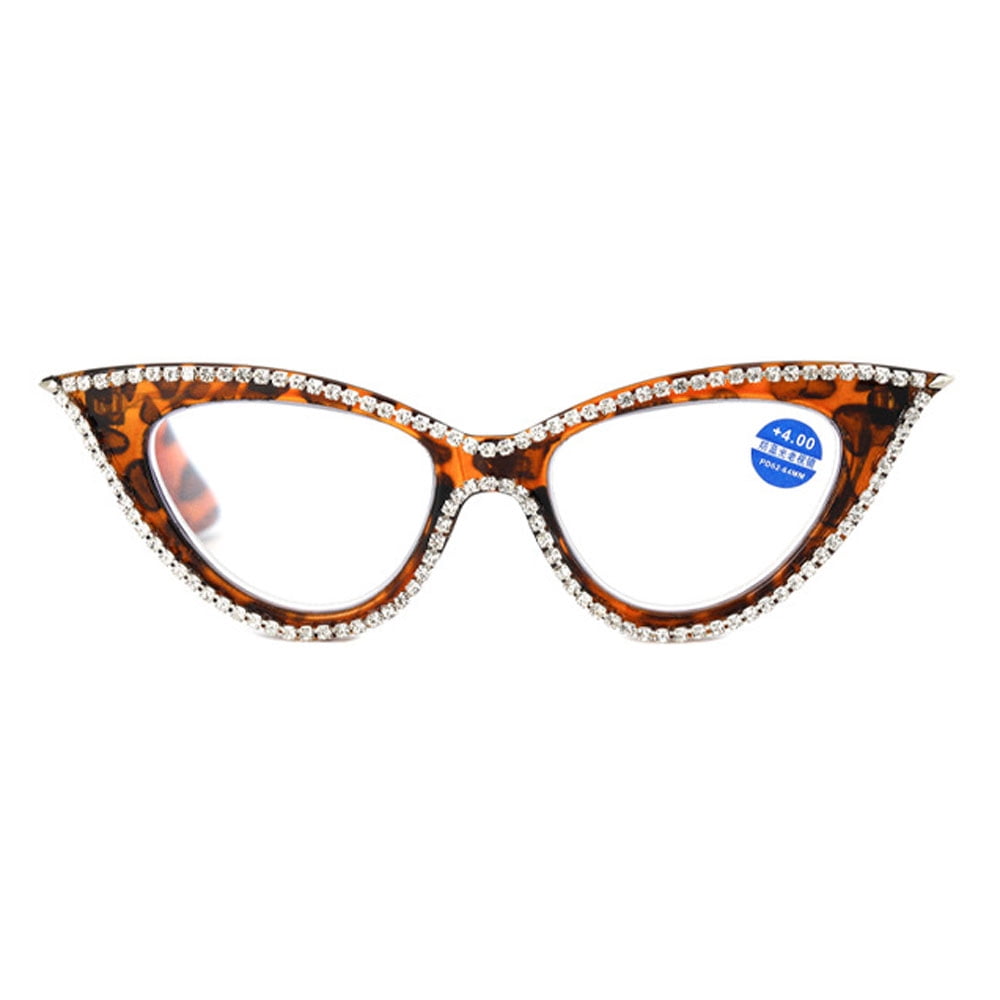 3 Pairs of Women Blue Light Blocking Cat Eye Reading Glasses 2.00 Ladies Handmade Diamond Tortoiseshell Frame Readers +2.00 Strength