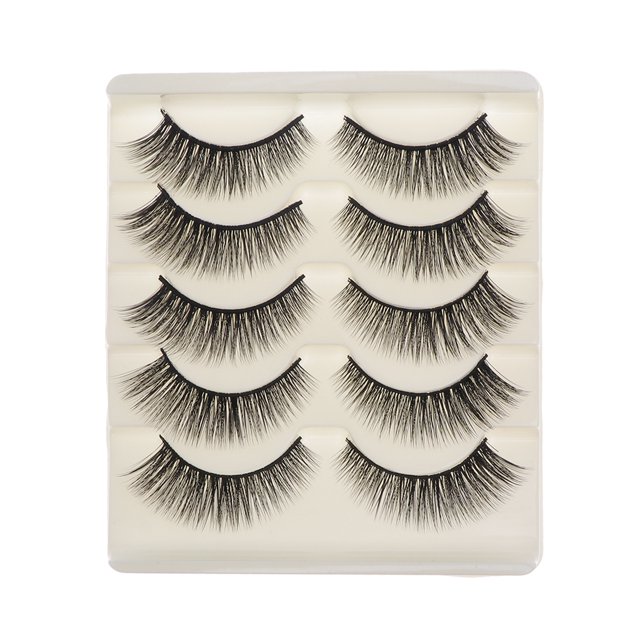 5 pares de pestañas postizas 3D naturales, largas y gruesas, para mujer.