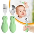 thumbnail image 2 of Toddler Utensils, Oimcto forks and Spoons Silverware Set with Plastic Handle, Stainless Steel toddler Silverware, Dishwasher Safe, BPA-Free, 4.7 x 1.2 Inch for Little Hands, Green, 2 of 9