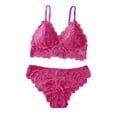 thumbnail image 3 of VBTAPA Women's 2 Piece Lingerie Set Floral Lace Bra and Panty Matching Sets Valentines Day Underwear Hot Pink M, 3 of 8