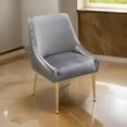 thumbnail image 6 of 24 Inch Pleated Dining Side Chair Set of 2 Smooth Gray Velvet Upholstery, 6 of 6