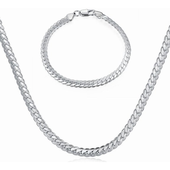 DESIGNICE Silver Jewelry,Copper Mens Chain,Shiny Silver Necklace for Women,Elegant Chain Necklace Set for Effortless Style