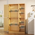 thumbnail image 2 of 63" Tall Kitchen Pantry, Kitchen Pantry Cabinet with 4 Doors and Adjustable Shelves, Storage Cabinet for Dining Room, Laundry Room, Oak, 2 of 7