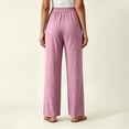 thumbnail image 3 of Aofany Womens Pull on Pants Elastic Waist Solid Color Slacks Casual Straight-Leg Trouser with Pockets, 3 of 5