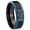 Black And Blue Step Edge, variant on Celtic Dog Dome Brushed Finish Blue Tungsten Men's Ring 10MM