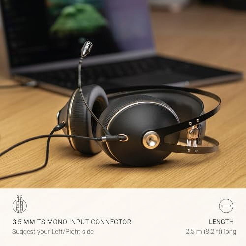 MEZE AUDIO | Boom Mic | Omnidirectional Clear Audio Plug-and-Play Boom Microphone | for Gaming and Remote Work | 3.5mm Male to Dual TS Mono 3.5mm Male Connector Plug | Cable Length 2.50m/8.2ft