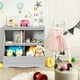 thumbnail image 3 of Costway Organizador juguetes con 2 compartimientos abiertos y 2 cajas, librería multiuso con estribo, para habitación de niños y niñas, blanco y gris, 3 of 7